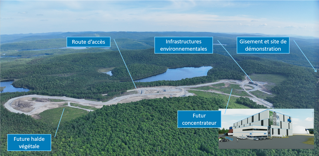 Site de la mine Matawinie NMG : avancement des infrastructures de la phase 2.